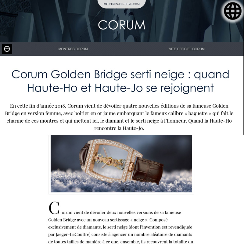 Watch : Golden Bridge, Miss ( Corum Golden Bridge Serti Neige Quand Haute Ho Et Haute&hellip; )