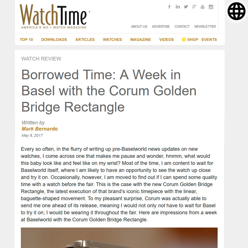 Watch : Golden Bridge, Rectangle ( Borrowed Time A Week In Basel With The Corum Golden&hellip; )