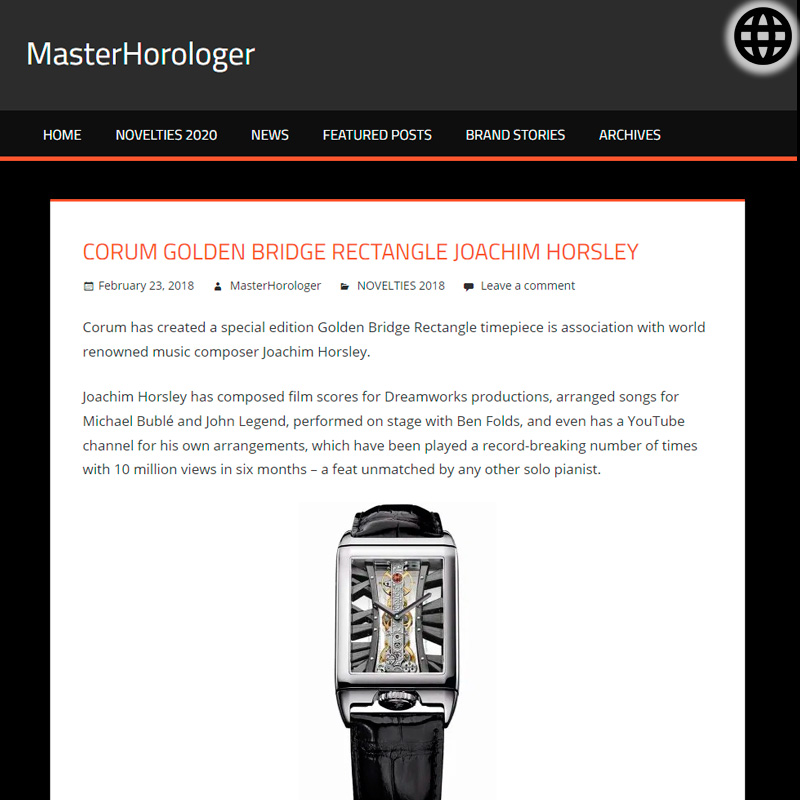 Watch : Golden Bridge, Rectangle ( Corum Golden Bridge Rectangle Joachim Horsley White Or Pink Gold&hellip; )